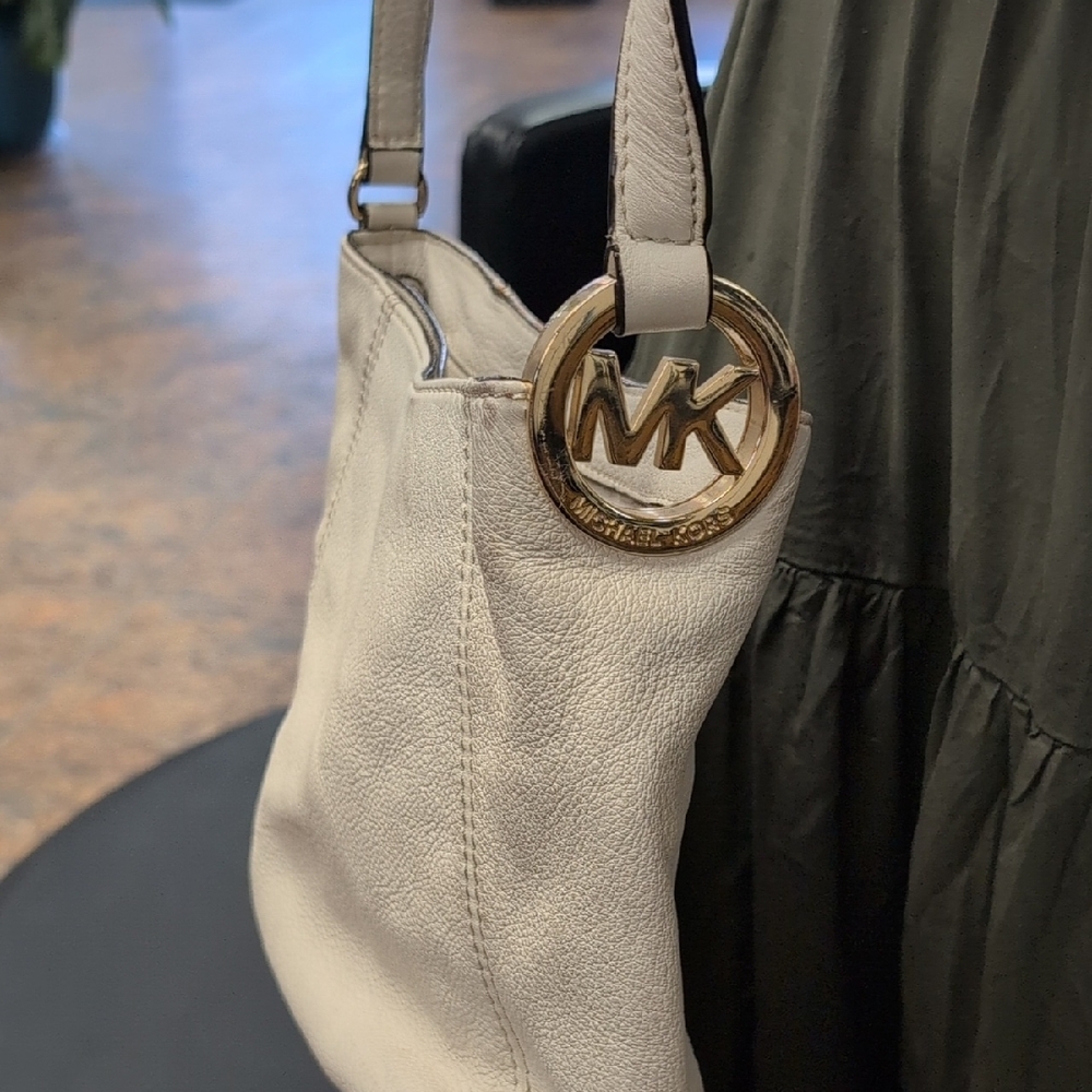 Michael Kors White Leather Shoulder Bag